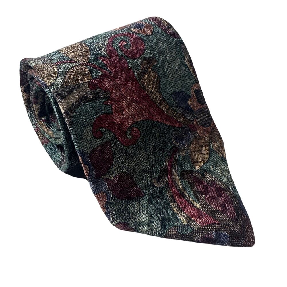 Vintage 90s Strathmore Wide Silk Tie Abstract Tapestry Grandpa Core